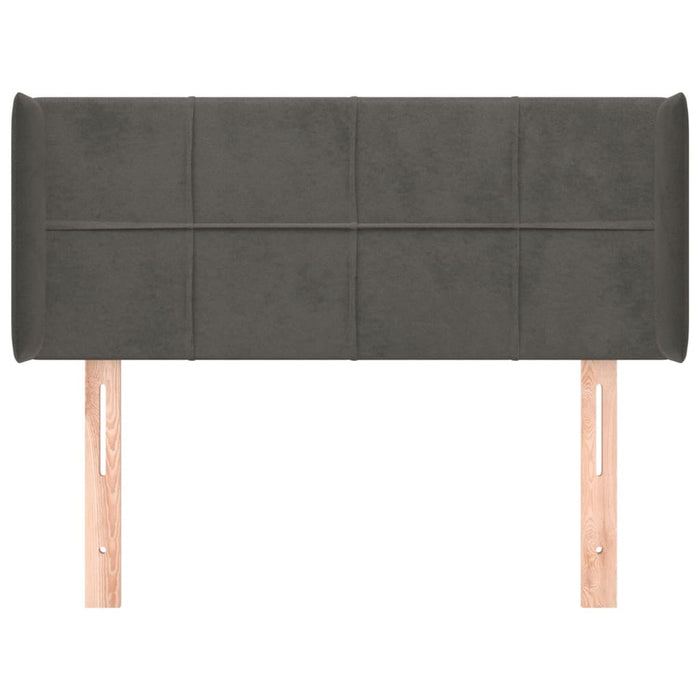 Testiera ad Orecchio-Testata con Orecchie Grigio Scuro 93x16x78/88 cm in Velluto 775388