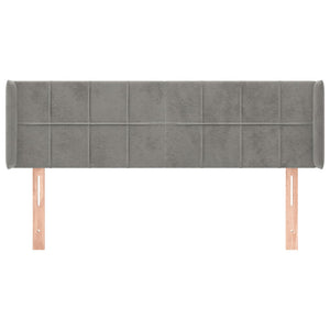 Testiera ad Orecchio-Testata con Orecchie Grigio Chiaro 147x16x78/88 cm in Velluto 487882