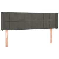 Testiera ad Orecchio-Testata con Orecchie Grigio Scuro 147x16x78/88 cm in Velluto 670886