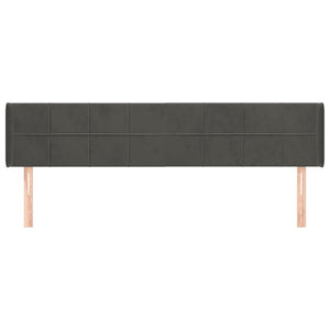 Testiera ad Orecchio-Testata con Orecchie Grigio Scuro 163x16x78/88 cm in Velluto 552898