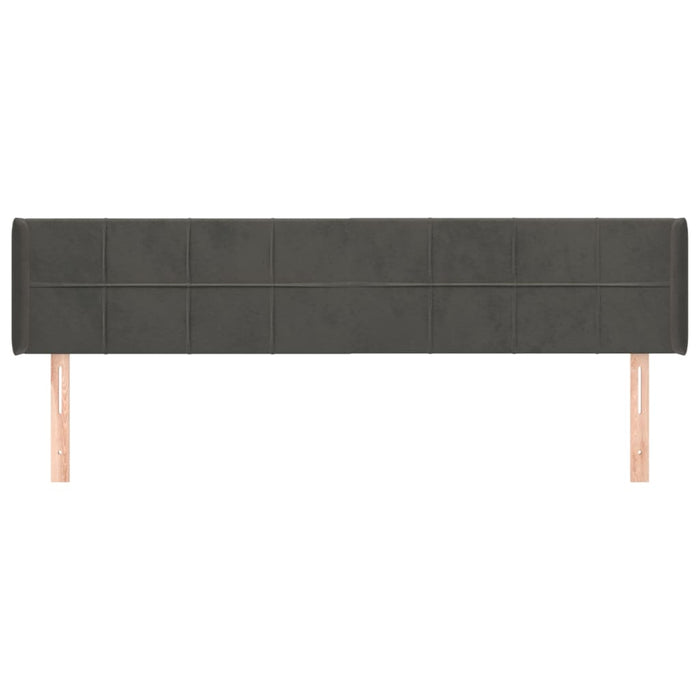 Testiera ad Orecchio-Testata con Orecchie Grigio Scuro 183x16x78/88 cm in Velluto 452626