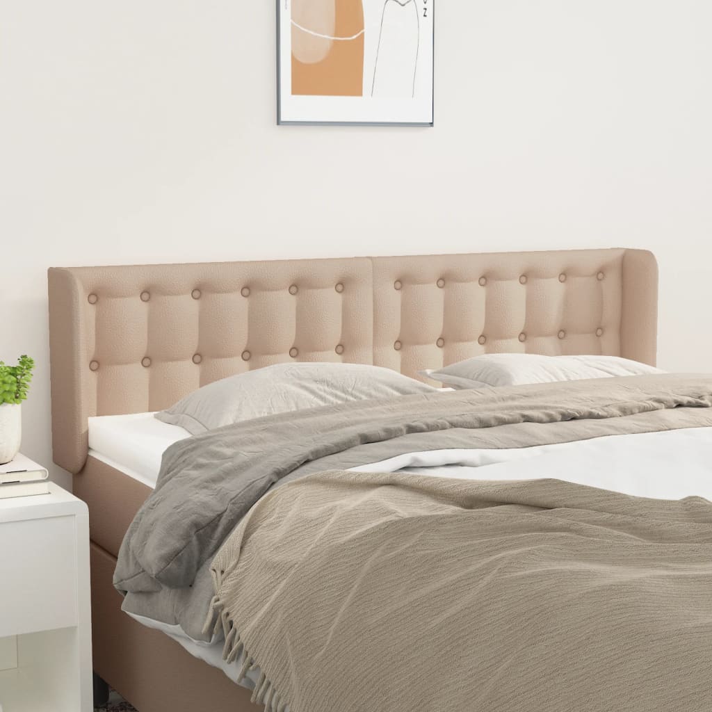 Testiera ad Orecchio-Testata con Orecchie Cappuccino 147x16x78/88 cm in Similpelle