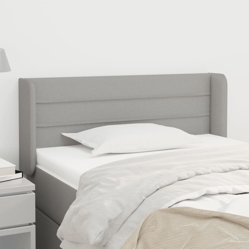 Testiera ad Orecchio-Testata con Orecchie Grigio Chiaro 103x16x78/88 cm in Tessuto 392097