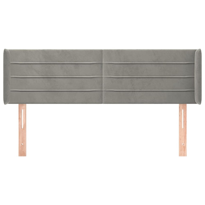 Testiera ad Orecchio-Testata con Orecchie Grigio Chiaro 147x16x78/88 cm in Velluto 350041