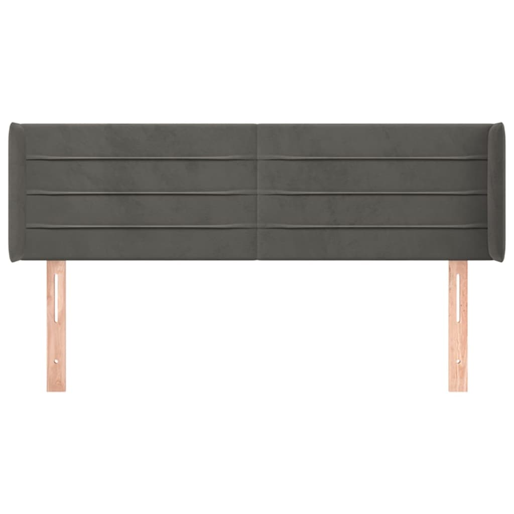 Testiera ad Orecchio Grigio Scuro 147x16x78/88 cm in Velluto 3118957