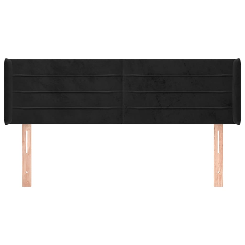 Testiera ad Orecchio-Testata con Orecchie Nera 147x16x78/88 cm in Velluto 971081