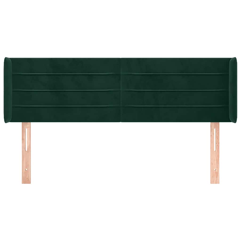 Testiera ad Orecchio-Testata con Orecchie Verde Scuro 147x16x78/88 cm in Velluto 720881