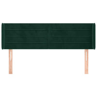 Testiera ad Orecchio-Testata con Orecchie Verde Scuro 147x16x78/88 cm in Velluto 720881