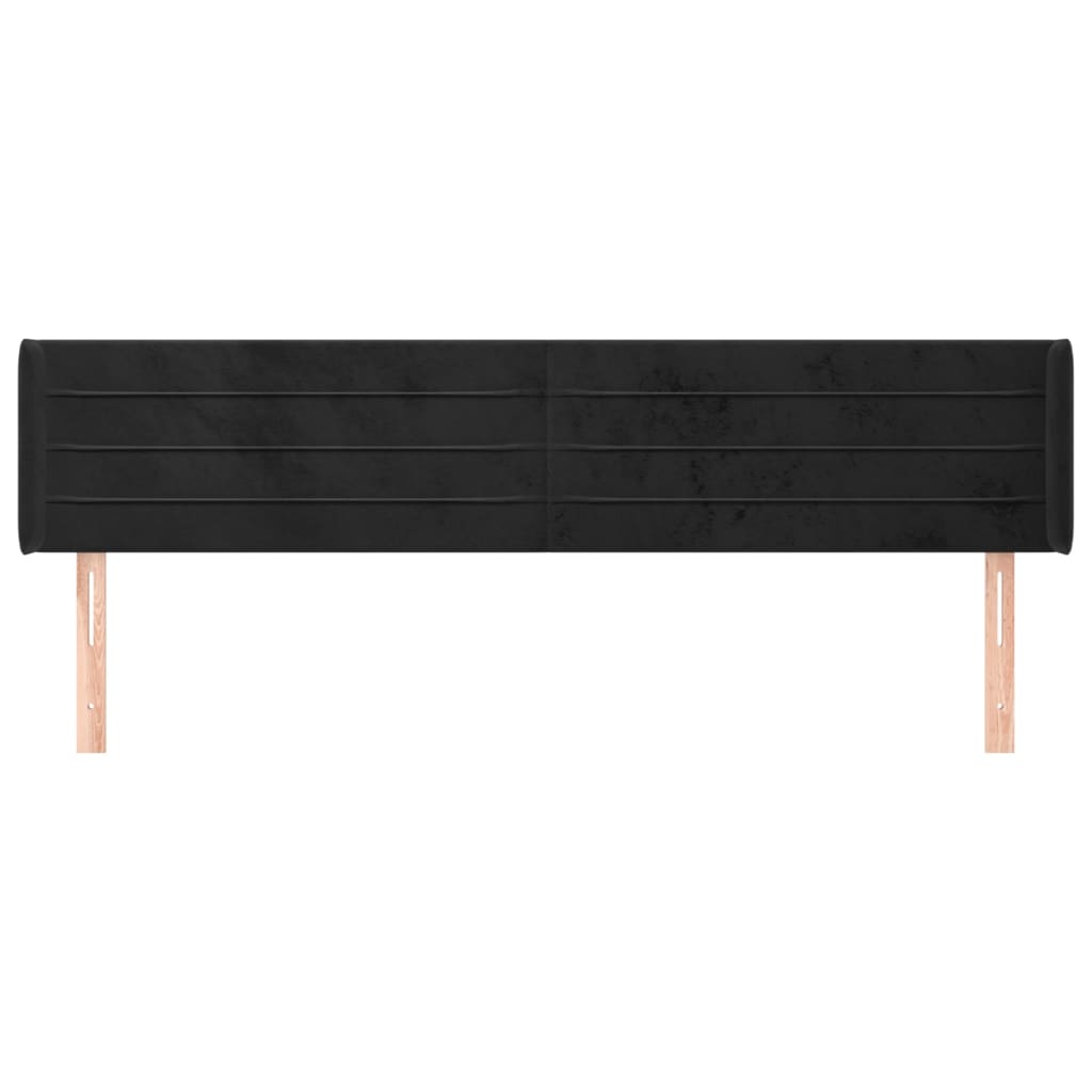 Testiera ad Orecchio-Testata con Orecchie Nera 183x16x78/88 cm in Velluto 837084