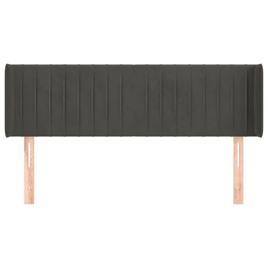 Testiera ad Orecchio-Testata con Orecchie Grigio Scuro 147x16x78/88 cm in Velluto 231689