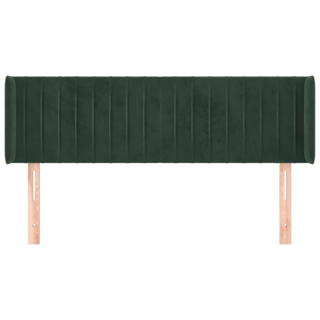 Testiera ad Orecchio Verde Scuro 147x16x78/88 cm in Velluto 3119057