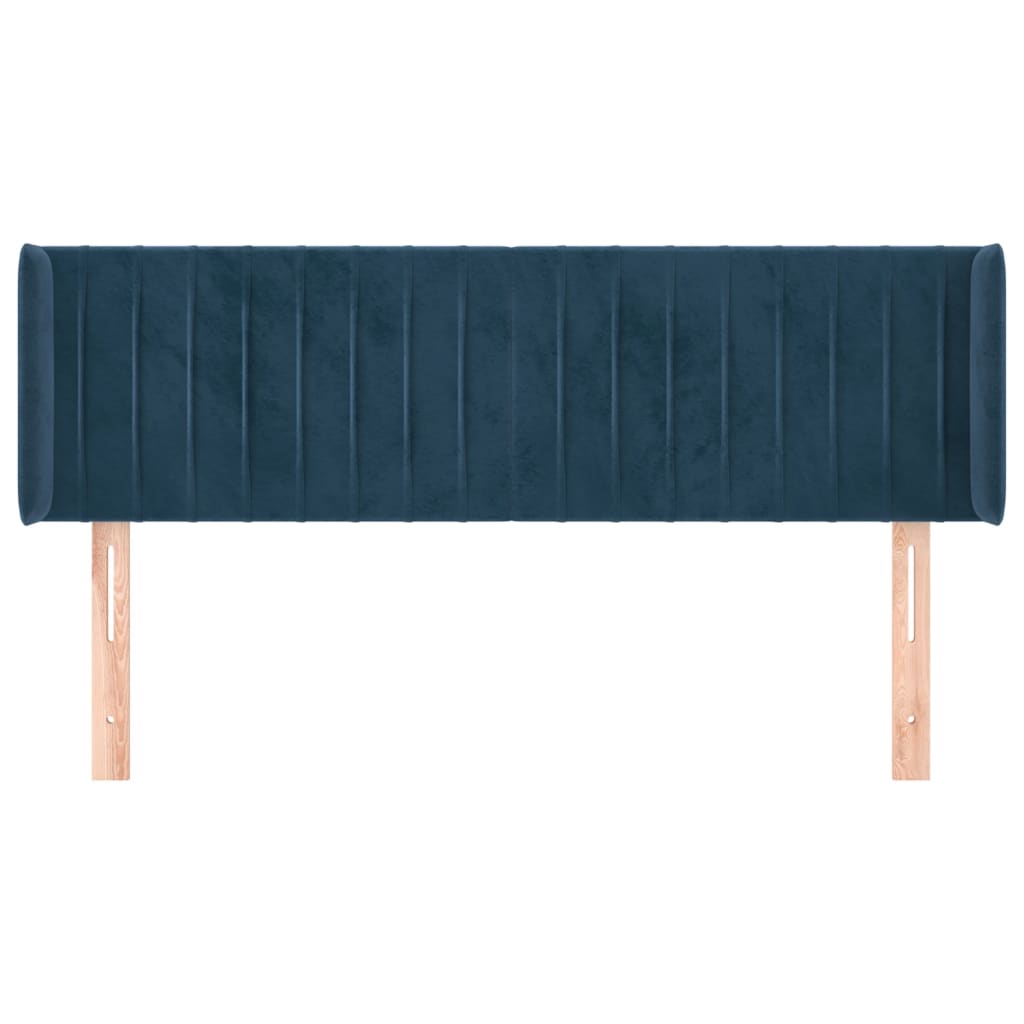 Testiera ad Orecchio Blu Scuro 147x16x78/88 cm in Velluto