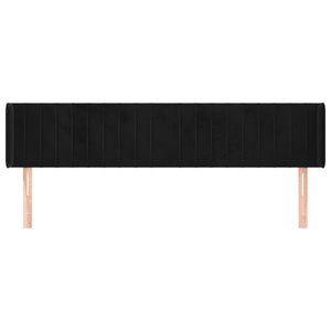 Testiera ad Orecchio-Testata con Orecchie Nera 183x16x78/88 cm in Velluto 350170