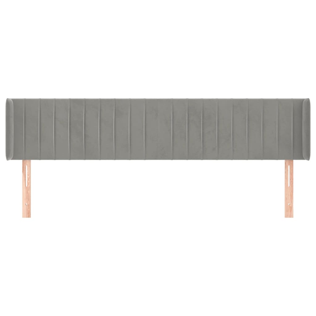 Testiera ad Orecchio-Testata con Orecchie Grigio Chiaro 203x16x78/88 cm in Velluto 589377