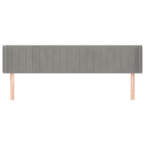 Testiera ad Orecchio-Testata con Orecchie Grigio Chiaro 203x16x78/88 cm in Velluto 589377