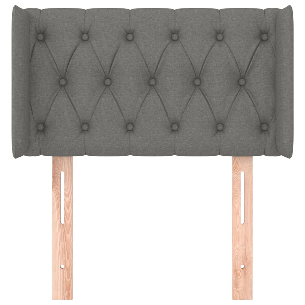 Testiera ad Orecchio-Testata con Orecchie Grigio Scuro 83x16x78/88 cm in Tessuto 494389