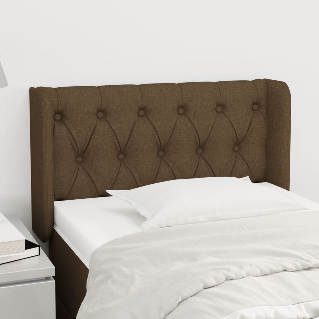 Testiera ad Orecchio-Testata con Orecchie Marrone Scuro 83x16x78/88 cm in Tessuto 524723