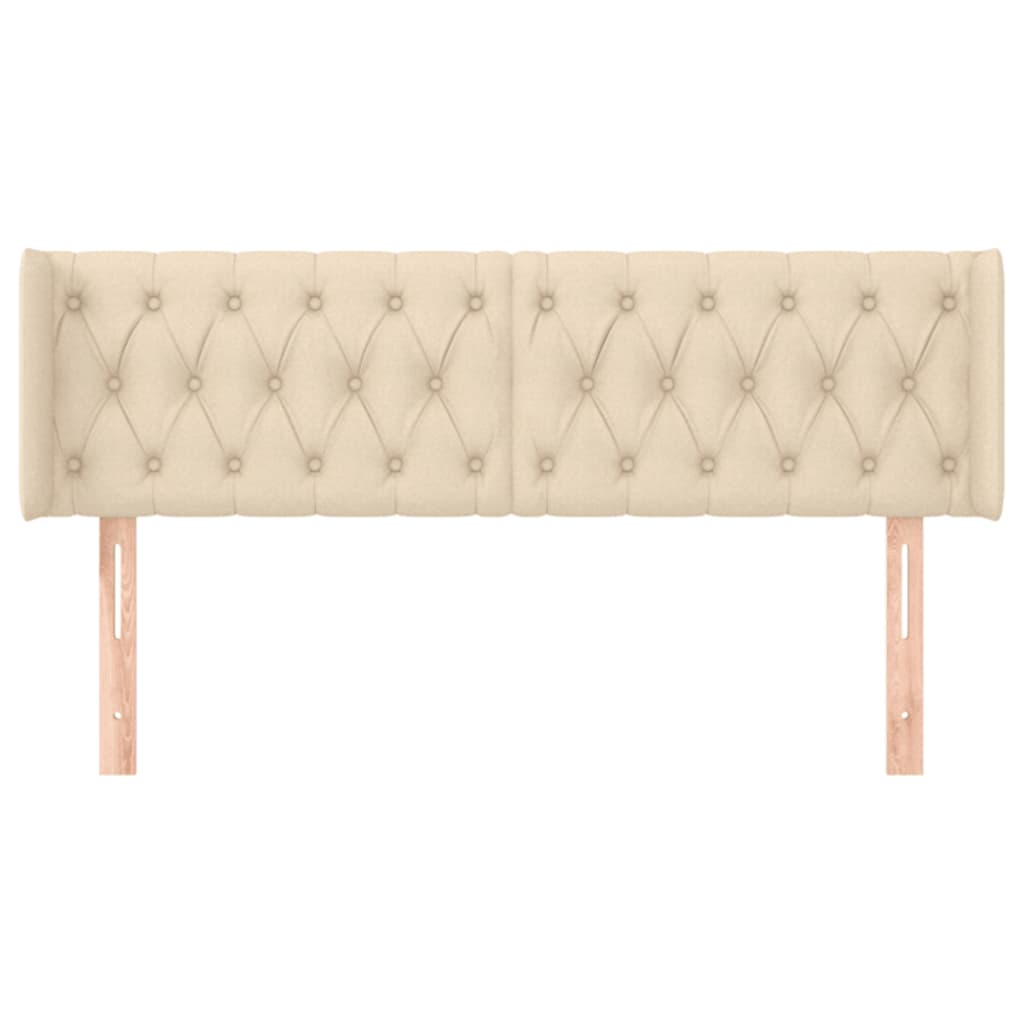 Testiera ad Orecchio-Testata con Orecchie Crema 147x16x78/88 cm in Tessuto 312416