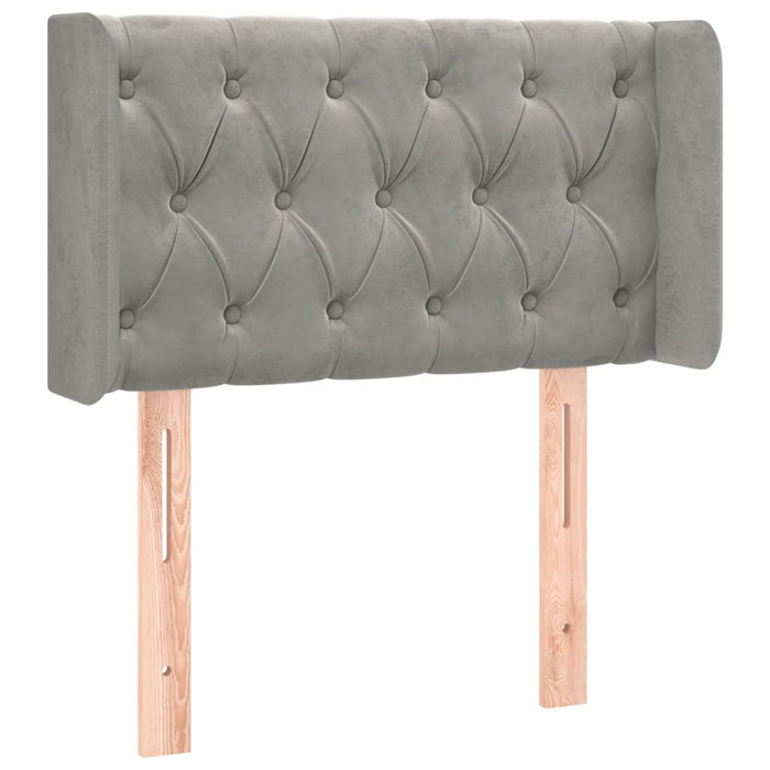 Testiera ad Orecchio-Testata con Orecchie Grigio Chiaro 83x16x78/88 cm in Velluto 849806