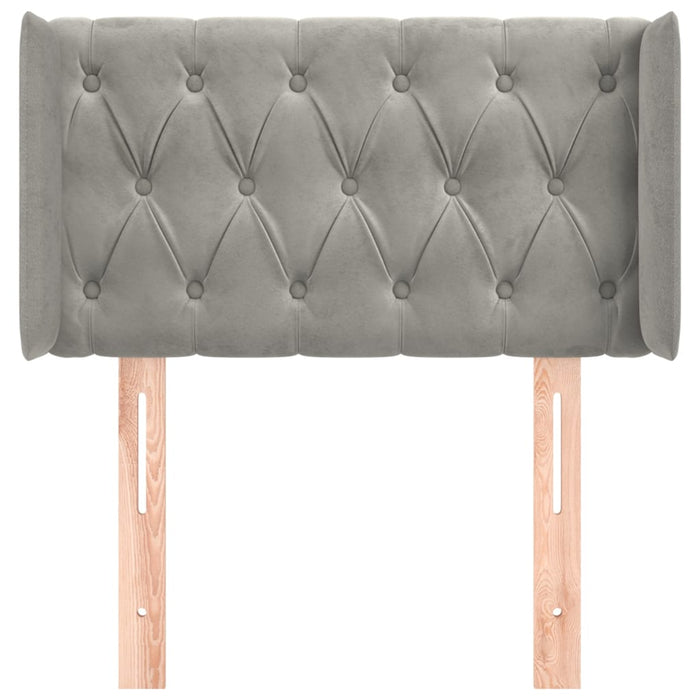 Testiera ad Orecchio-Testata con Orecchie Grigio Chiaro 83x16x78/88 cm in Velluto 849806