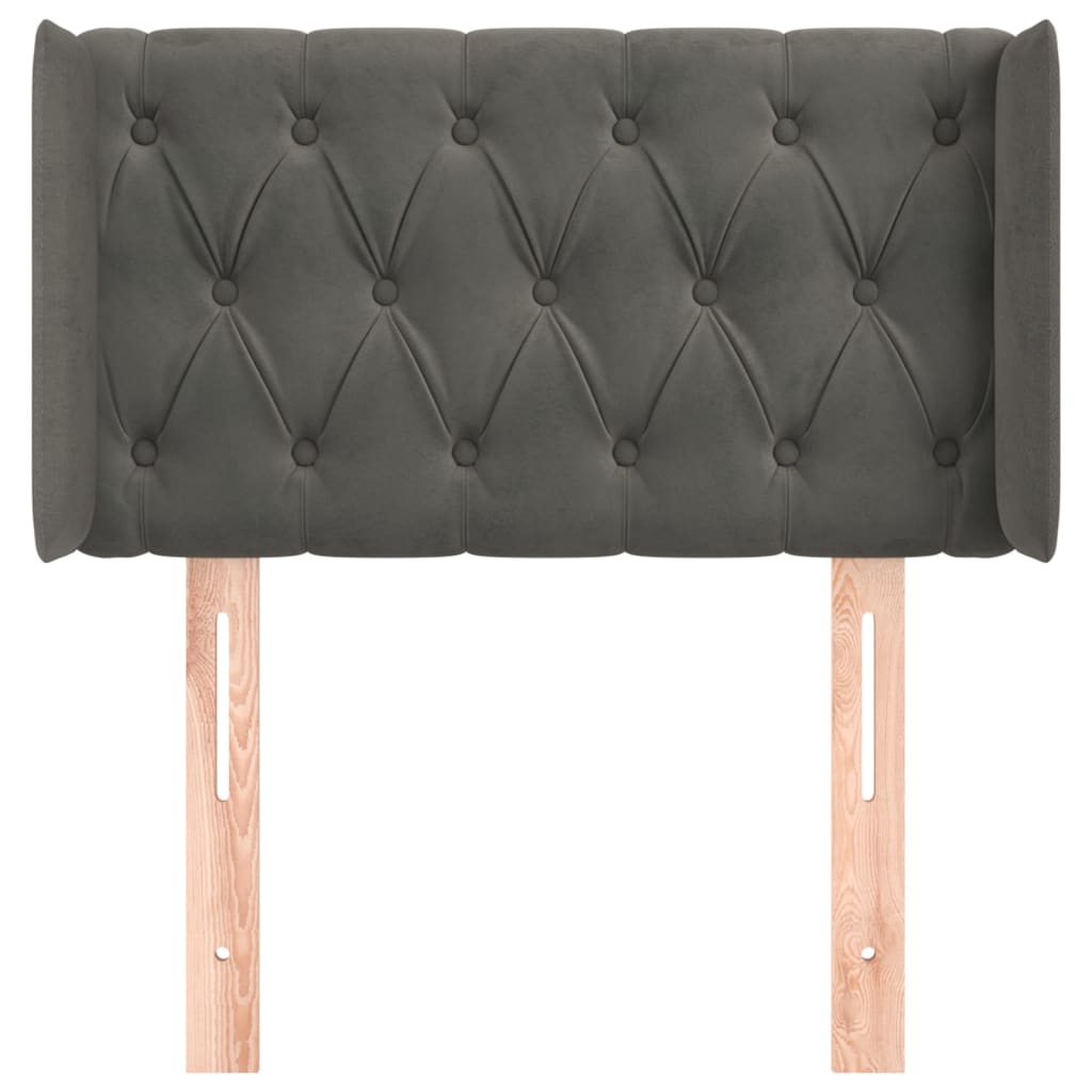 Testiera ad Orecchio-Testata con Orecchie Grigio Scuro 83x16x78/88 cm in Velluto 338197