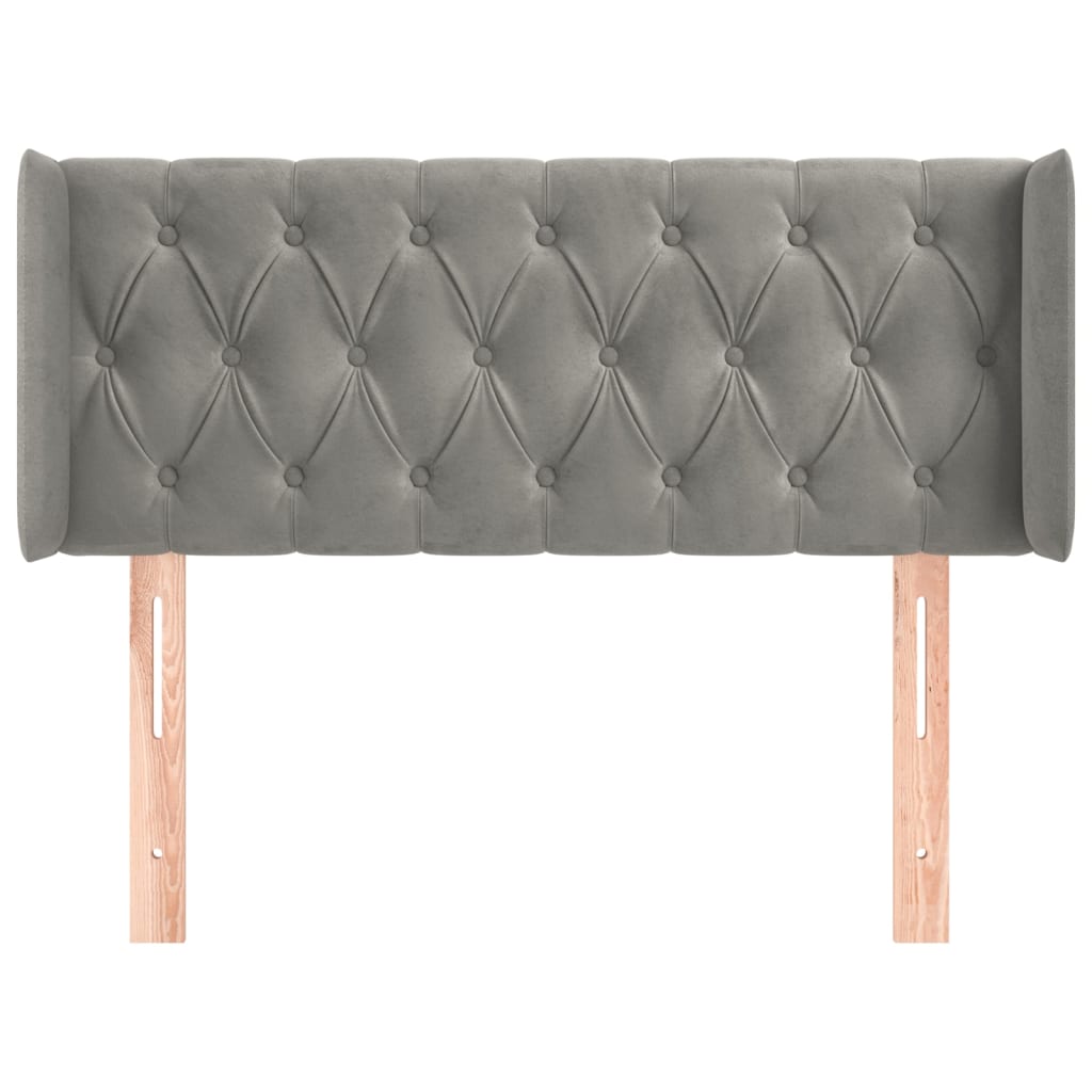 Testiera ad Orecchio-Testata con Orecchie Grigio Chiaro 93x16x78/88 cm in Velluto 549216