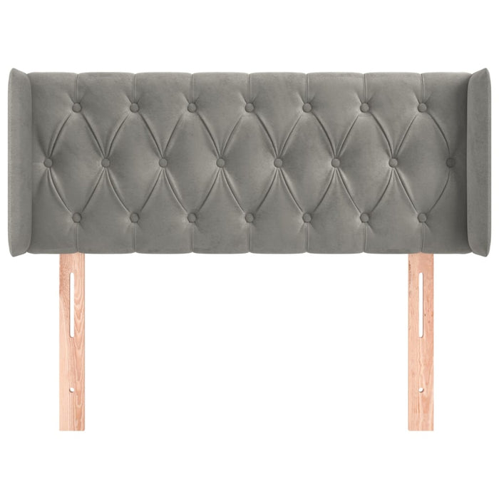 Testiera ad Orecchio-Testata con Orecchie Grigio Chiaro 103x16x78/88 cm in Velluto 363996