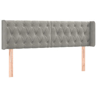 Testiera ad Orecchio-Testata con Orecchie Grigio Chiaro 147x16x78/88 cm in Velluto 281055