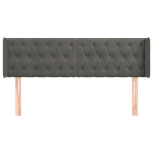 Testiera ad Orecchio-Testata con Orecchie Grigio Scuro 147x16x78/88 cm in Velluto 389611