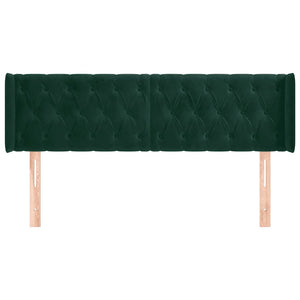 Testiera ad Orecchio-Testata con Orecchie Verde Scuro 147x16x78/88 cm in Velluto 538330