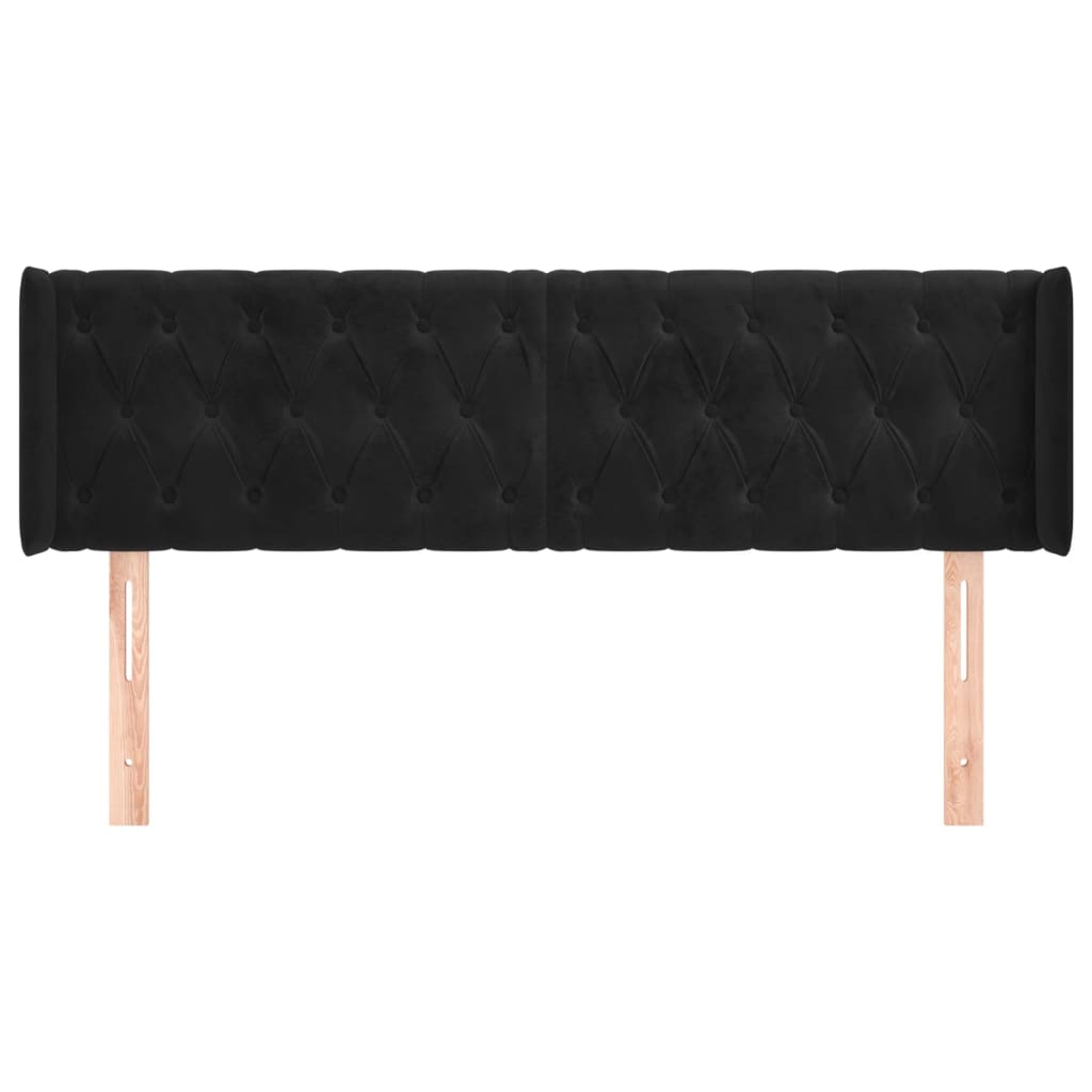 Testiera ad Orecchio Nera 163x16x78/88 cm in Velluto 3119160