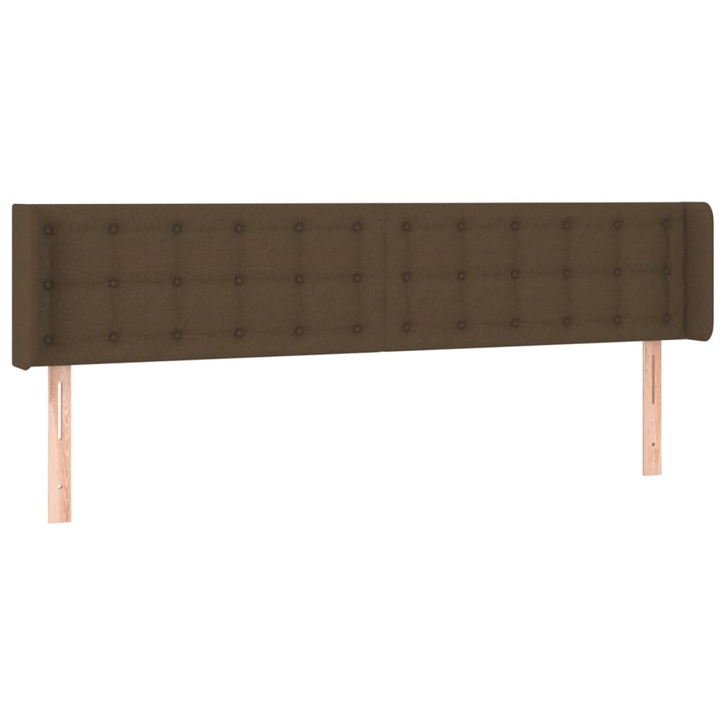 Testiera ad Orecchio-Testata con Orecchie Marrone Scuro 183x16x78/88 cm in Tessuto 664956