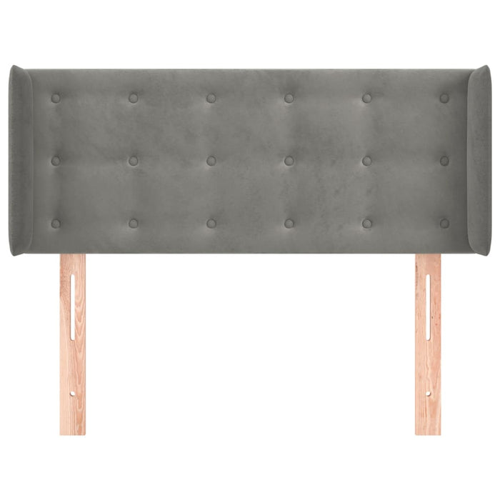 Testiera ad Orecchio-Testata con Orecchie Grigio Chiaro 93x16x78/88 cm in Velluto 632354