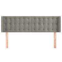 Testiera ad Orecchio-Testata con Orecchie Grigio Chiaro 147x16x78/88 cm in Velluto 746766