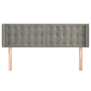 Testiera ad Orecchio-Testata con Orecchie Grigio Chiaro 147x16x78/88 cm in Velluto 746766