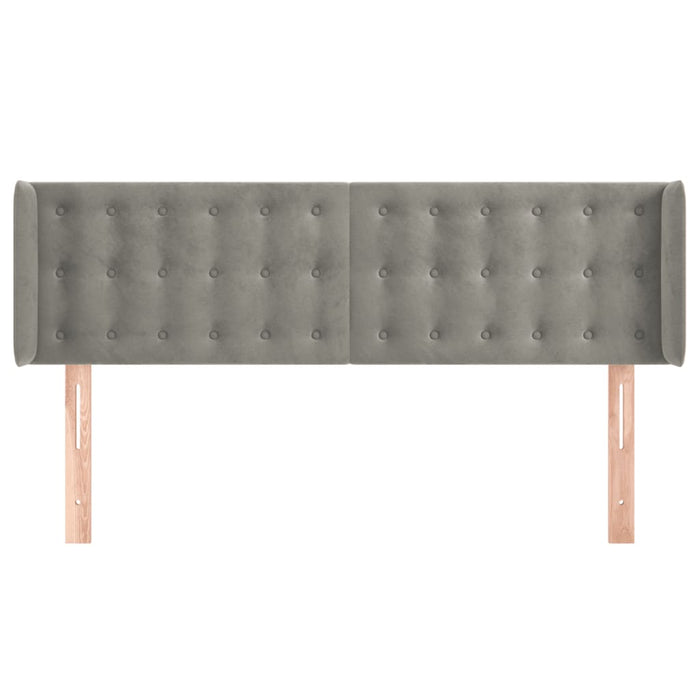 Testiera ad Orecchio-Testata con Orecchie Grigio Chiaro 147x16x78/88 cm in Velluto 746766