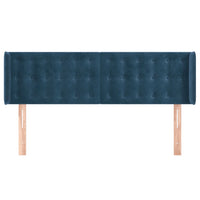 Testiera ad Orecchio-Testata con Orecchie Blu Scuro 147x16x78/88 cm in Velluto 419966