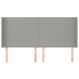 Testiera ad Orecchio-Testata con Orecchie Grigio Chiaro 163x16x118/128 cm in Tessuto 483564