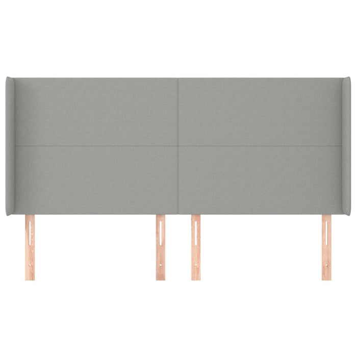 Testiera ad Orecchio-Testata con Orecchie Grigio Chiaro 163x16x118/128 cm in Tessuto 483564