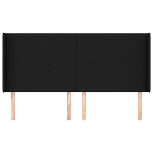 Testiera ad Orecchio-Testata con Orecchie Nera 163x16x118/128 cm in Tessuto 309006