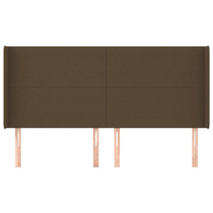 Testiera ad Orecchio-Testata con Orecchie Marrone Scuro 183x16x118/128 cm in Tessuto 261417