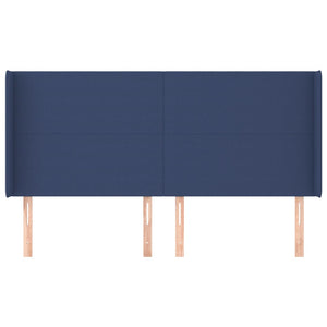 Testiera ad Orecchio-Testata con Orecchie Blu 183x16x118/128 cm in Tessuto 262594