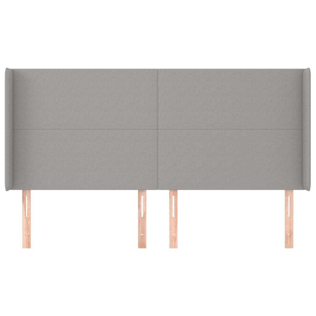 Testiera ad Orecchio-Testata con Orecchie Grigio Chiaro 203x16x118/128 cm in Tessuto 435976