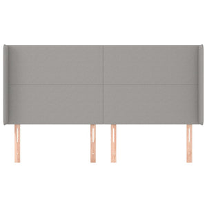 Testiera ad Orecchio-Testata con Orecchie Grigio Chiaro 203x16x118/128 cm in Tessuto 435976