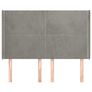 Testiera ad Orecchio-Testata con Orecchie Grigio Chiaro 147x16x118/128 cm in Velluto 350844