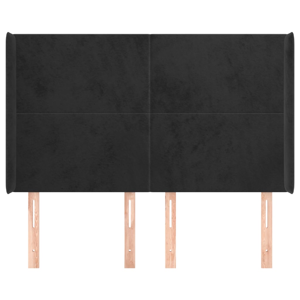 Testiera ad Orecchio Nera 147x16x118/128 cm in Velluto 3119350