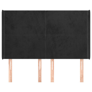 Testiera ad Orecchio Nera 147x16x118/128 cm in Velluto 3119350