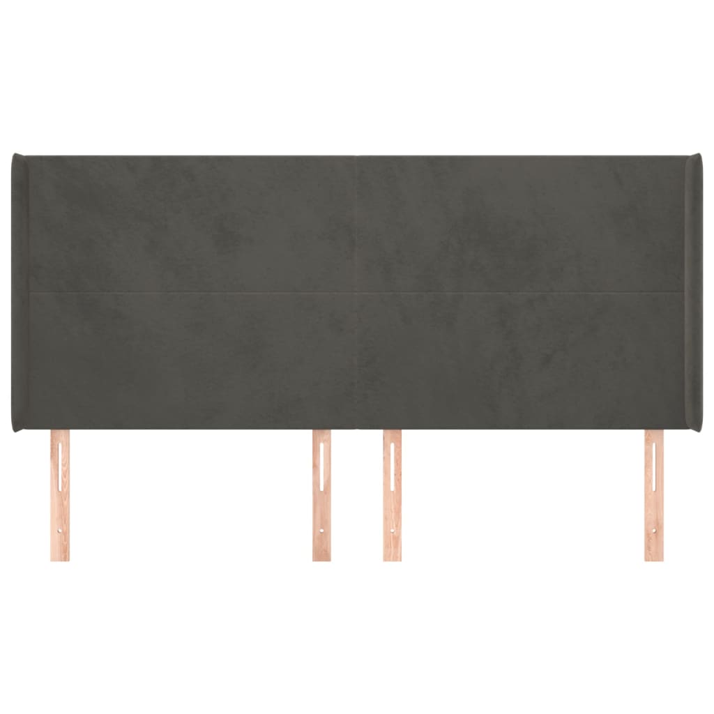 Testiera ad Orecchio-Testata con Orecchie GrigioScuro 163x16x118/128cm in Velluto 155378