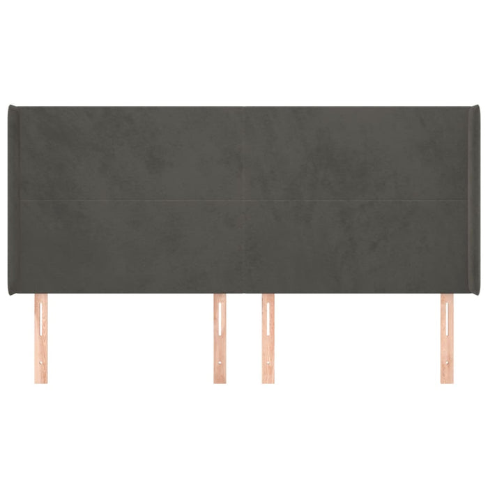 Testiera ad Orecchio-Testata con Orecchie GrigioScuro 163x16x118/128cm in Velluto 155378