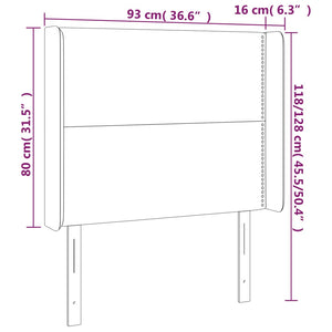 Testiera ad Orecchio Nera 93x16x118/128 cm in Tessuto 3119424